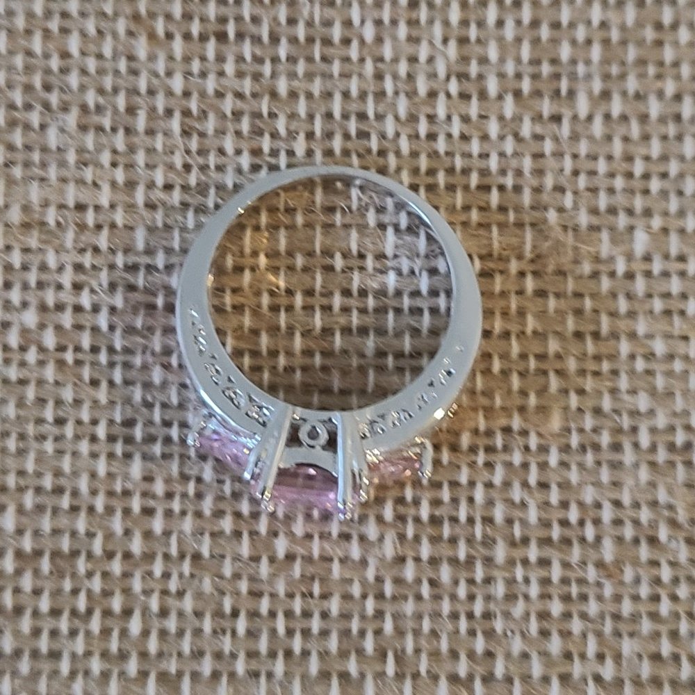 Pink Three Stone Ring - Picture 6 of 6